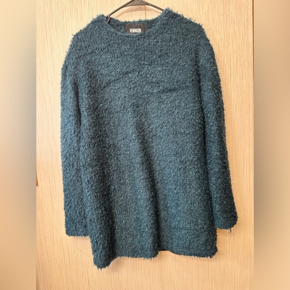 Reformation Lokie Mini Knit Sweater Dress XS Teal Textured Shag Boucle Teddy - Picture 2 of 8